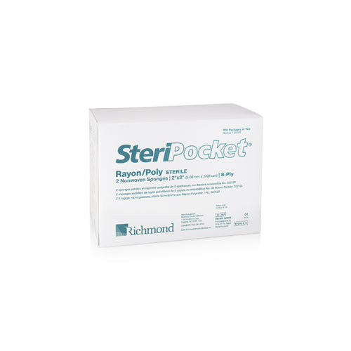 Richmond Dental 303120 SteriPocket Rayon Poly Non-Woven Sterile 8-Ply Sponges 2 Richmond Dental 303120 SteriPocket Rayon Poly Non-Woven Sterile 8-Ply Sponges 2
